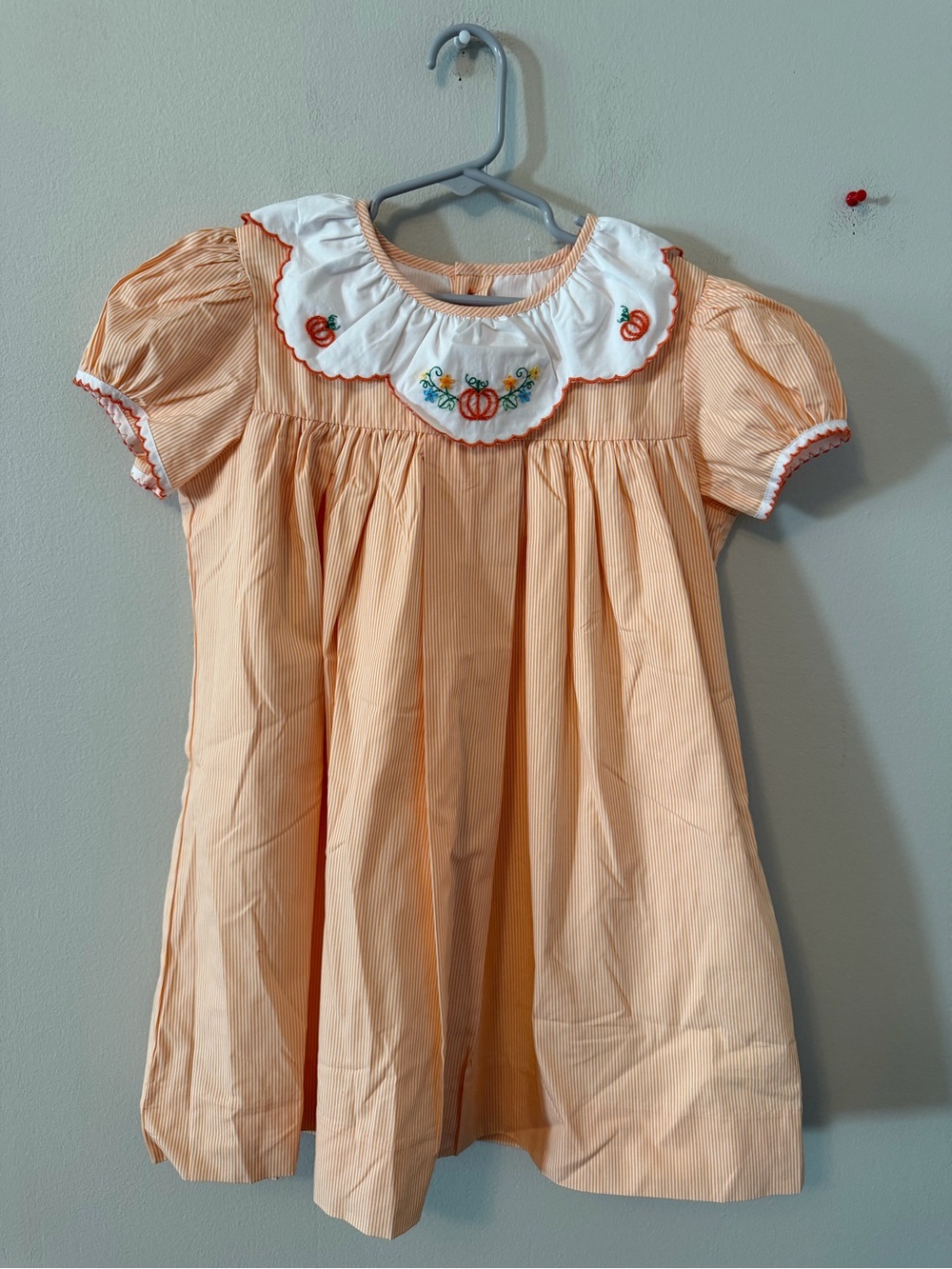 The Proper Peony Orange Embroidered Pumpkin Dress